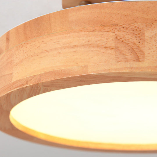 Moderne Ronde LED Plafondlamp van Hout en IJzer