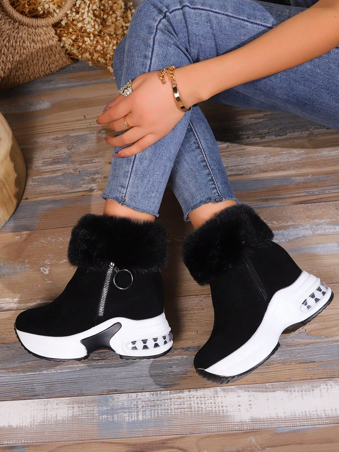 Noor™ | Comfortabele Platform Boots met Imitatiebont