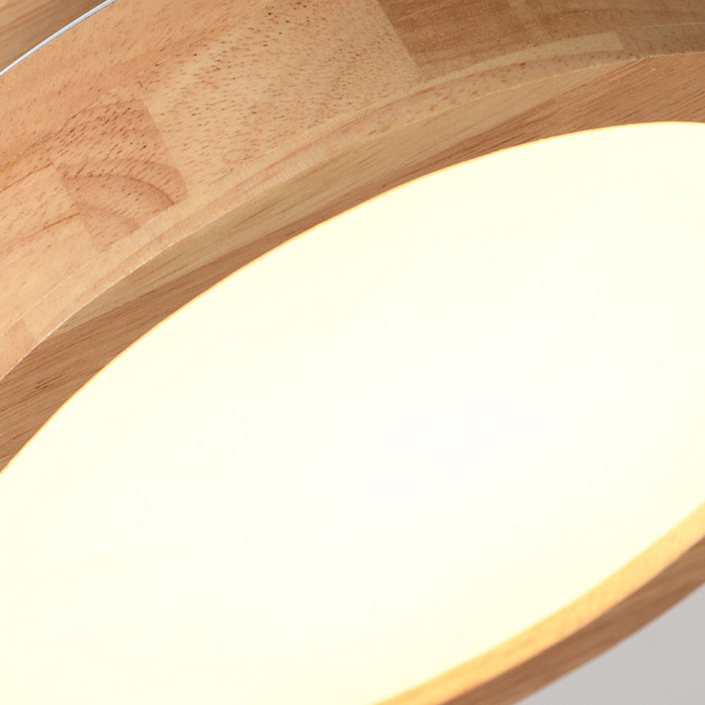 Moderne Ronde LED Plafondlamp van Hout en IJzer