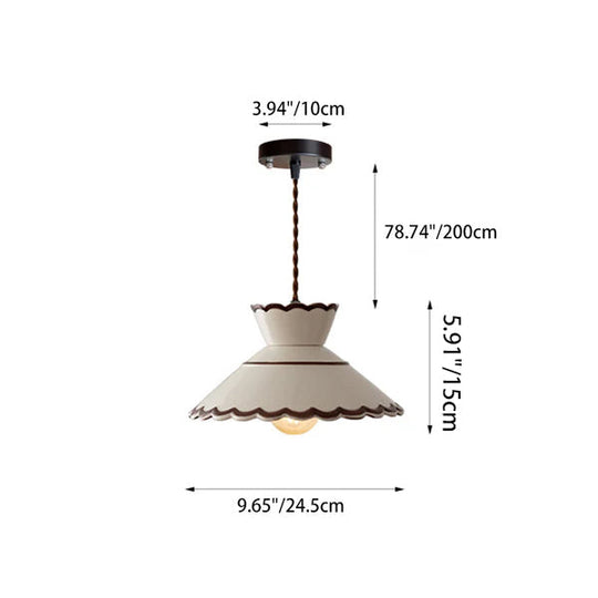 Franse Keramische Hanglamp – Minimalistische Kegelvorm, E26 Fitting