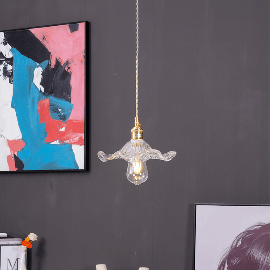 Elegante Glazen Hibiscusbloem Hanglamp met Stijlvol Design