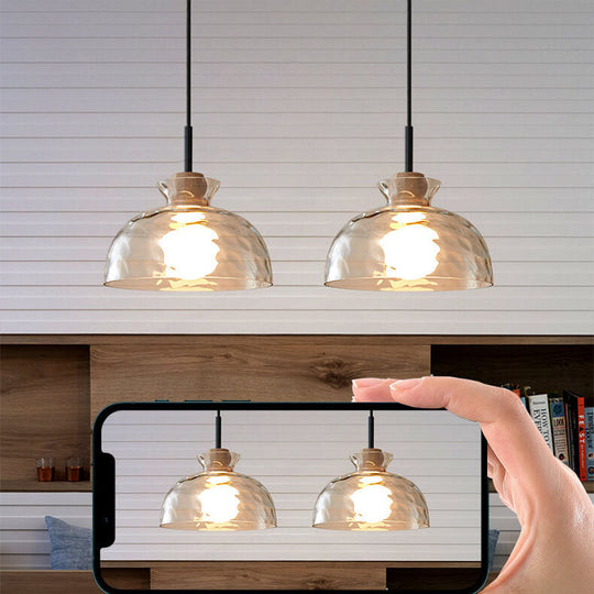 Moderne Glazen Hanglamp met Houten Accenten in Diverse Designs