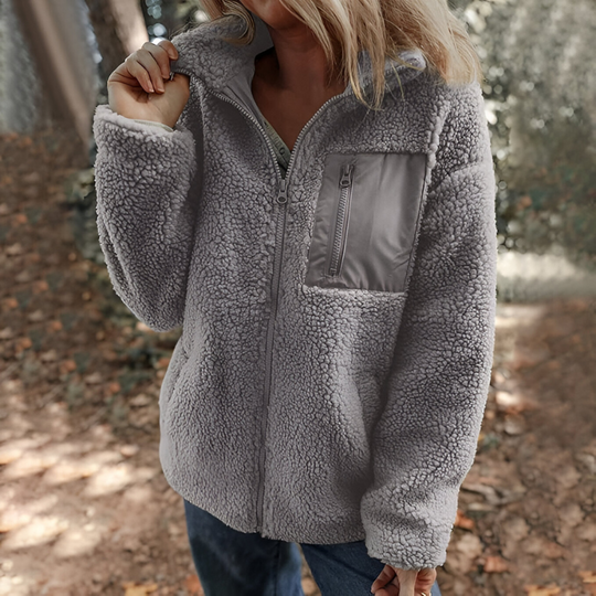 Faye™ | Warme Teddy Fleece Jas met Rits