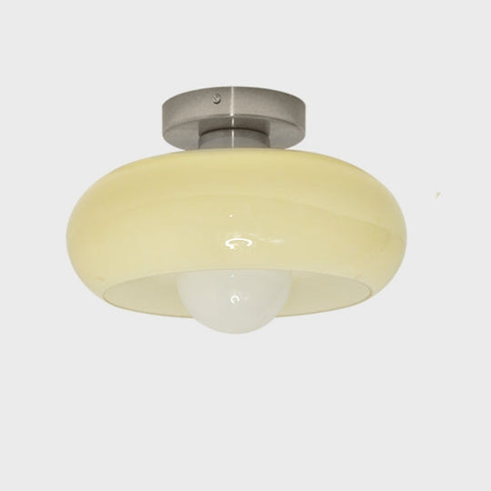 Elegante Mid-Century Glazen Semi-Flush Plafondlamp