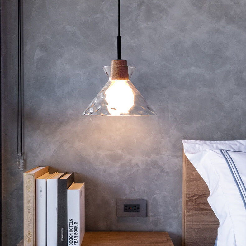 Moderne Glazen Hanglamp met Houten Accenten in Diverse Designs