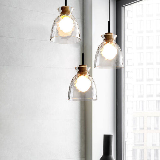 Moderne Glazen Hanglamp met Houten Accenten in Diverse Designs