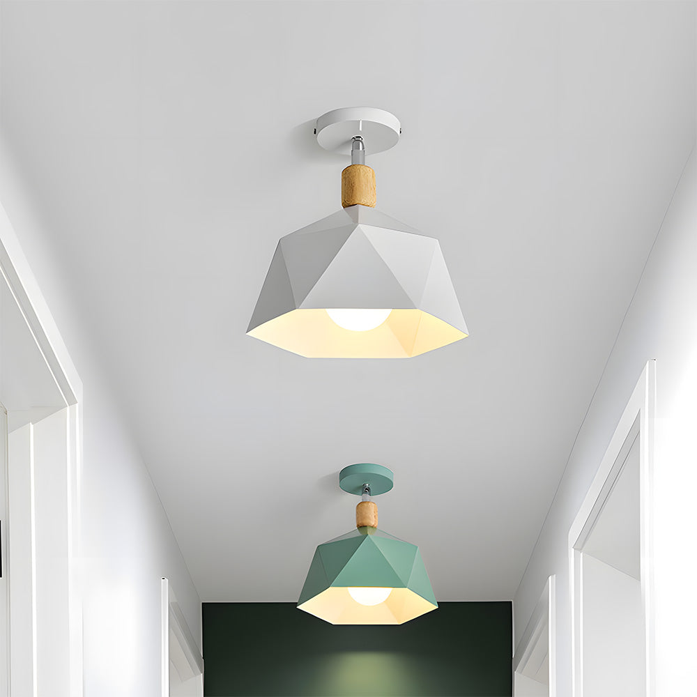 Läila – Scandinavische Plafondlamp met Geometrisch Design & Houten Accent