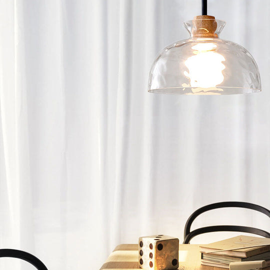 Moderne Glazen Hanglamp met Houten Accenten in Diverse Designs