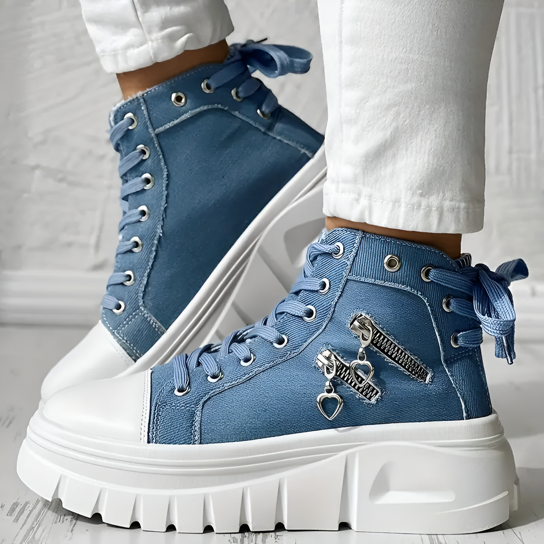 Elin™ | Orthopedische Hoge Sneakers met spijkerstof