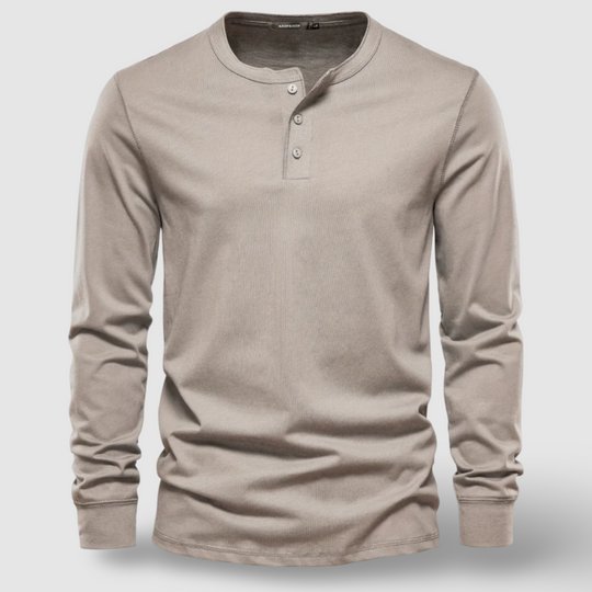 Stijlvolle Lange Mouwen Katoenen Henley