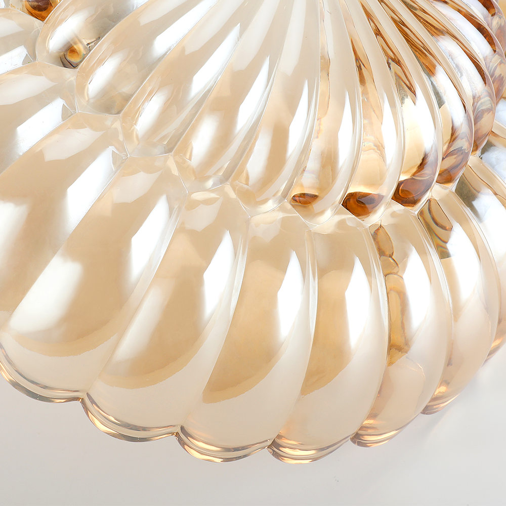Vintage Amberkleurige Plafondlamp van Glas