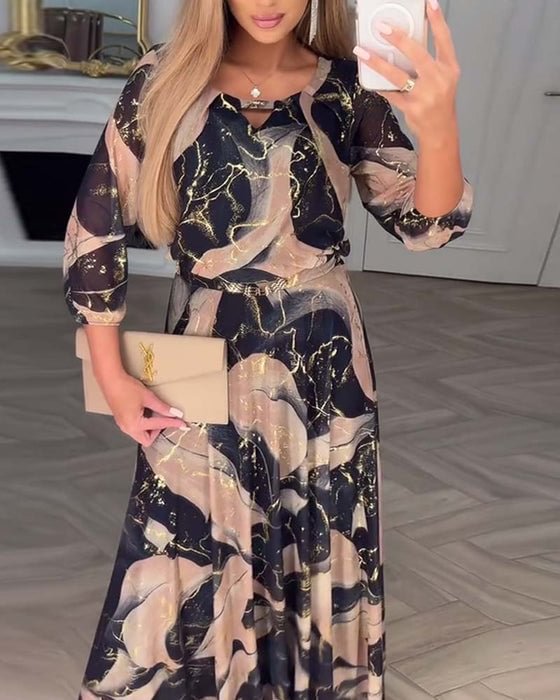 Marise™ | Elegante maxi jurk met abstracte print