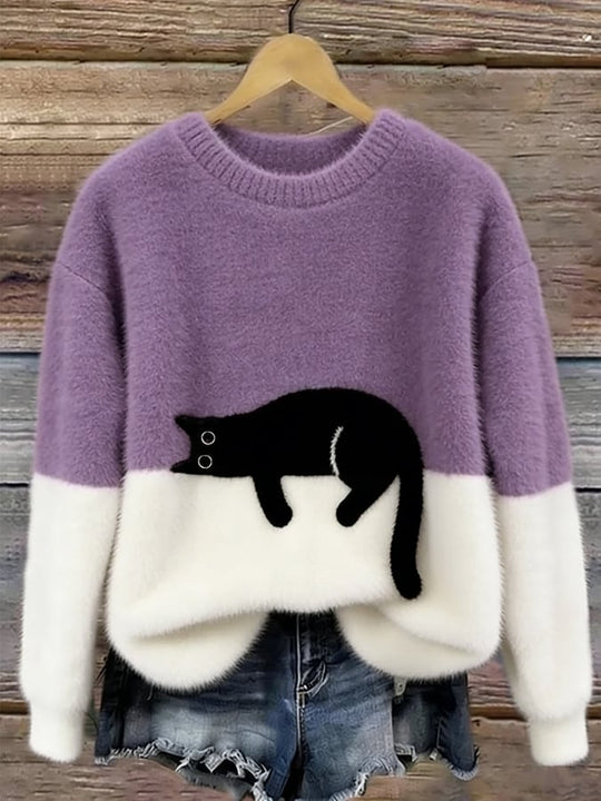 Paula™ | Zachte Oversized Trui Met Kattenprint