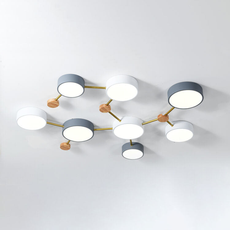 Modulaire Moderne LED Plafondlamp met Hout en Acryl in een Strak Design
