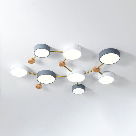 Modulaire Moderne LED Plafondlamp met Hout en Acryl in een Strak Design