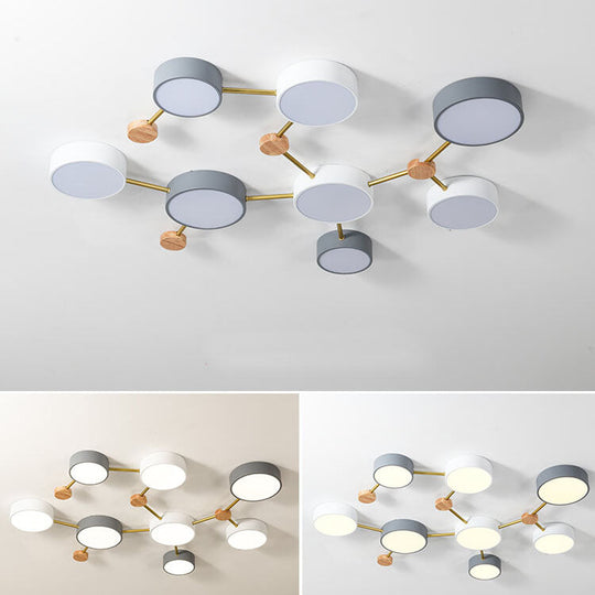 Modulaire Moderne LED Plafondlamp met Hout en Acryl in een Strak Design