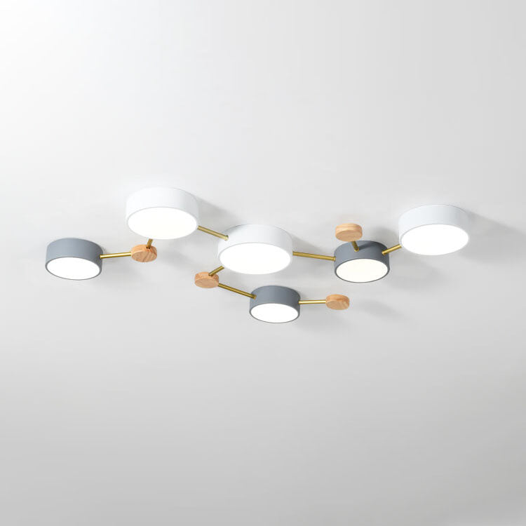 Modulaire Moderne LED Plafondlamp met Hout en Acryl in een Strak Design