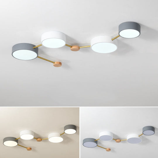 Modulaire Moderne LED Plafondlamp met Hout en Acryl in een Strak Design