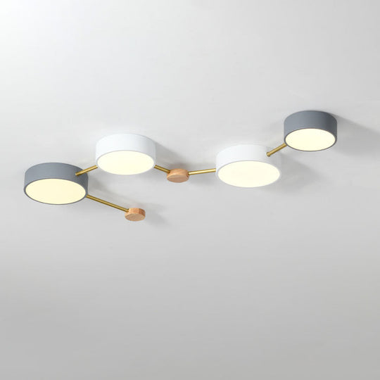 Modulaire Moderne LED Plafondlamp met Hout en Acryl in een Strak Design