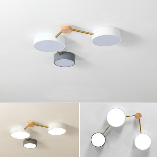 Modulaire Moderne LED Plafondlamp met Hout en Acryl in een Strak Design