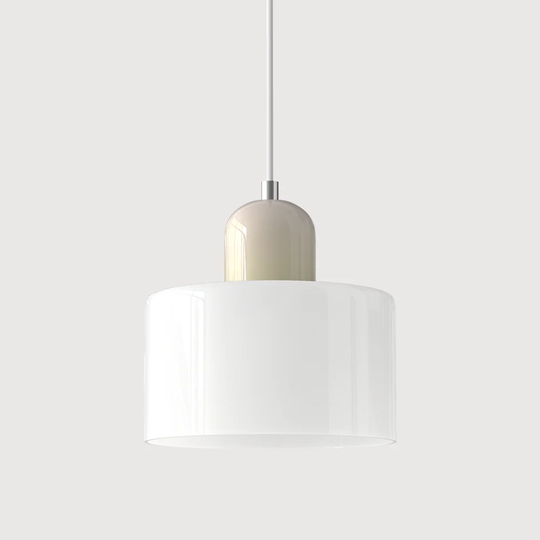 Retro Hanglamp met Oranje Glazen Kap & Groene Bovenzijde