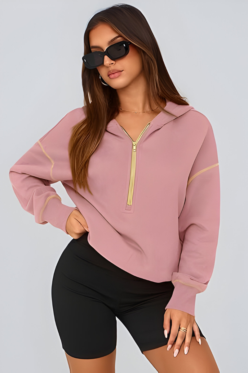 Élise™ | Luxe Half-Zip Hoodie met Relaxed Fit