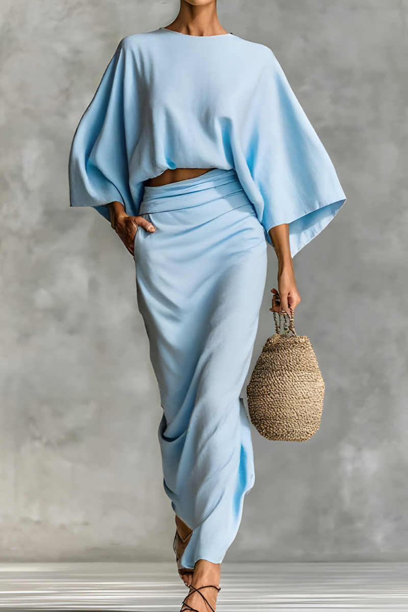 Elara™ | Chique gedrapeerde top en rok set