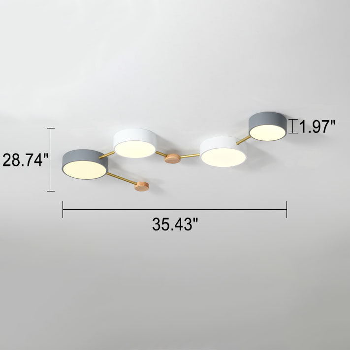 Modulaire Moderne LED Plafondlamp met Hout en Acryl in een Strak Design