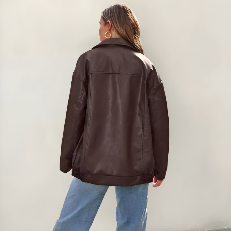 Mira™ | Stijlvolle oversized leren jas