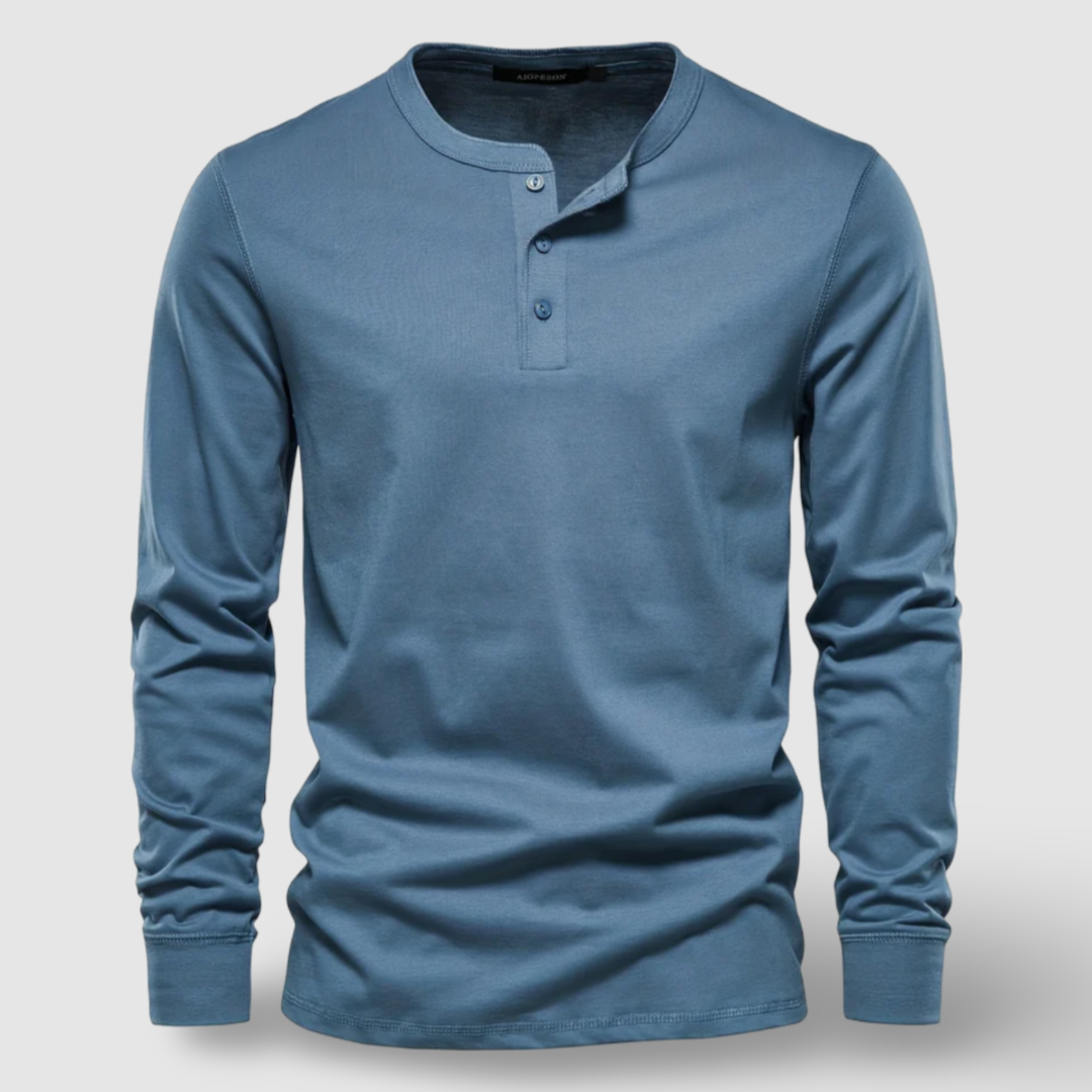 Stijlvolle Lange Mouwen Katoenen Henley