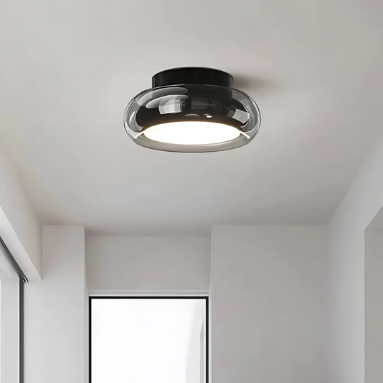 Retro LED Plafondlamp van Metaal & Glas – Compact & Sfeervol