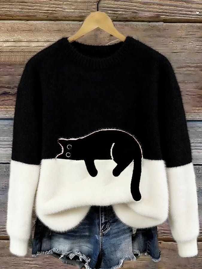 Paula™ | Zachte Oversized Trui Met Kattenprint