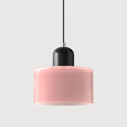 Retro Hanglamp met Oranje Glazen Kap & Groene Bovenzijde