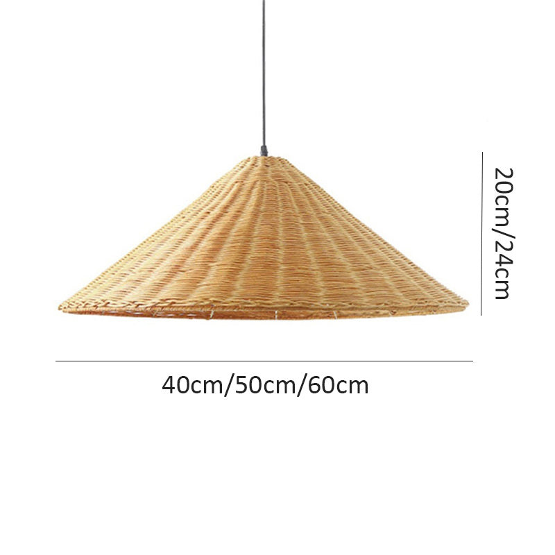 Retro Handgeweven Kegelvormige Rattan Hanglamp