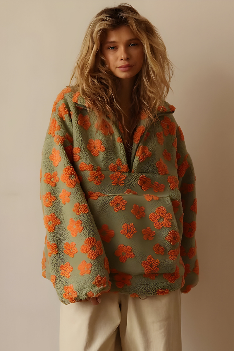 Nami™ | Comfy fleece trui met bloemenprint