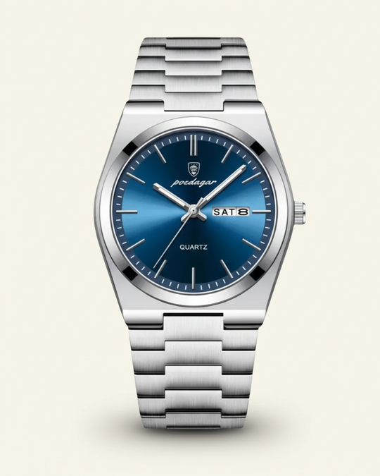 Stalen Horloge met Smaragdgroene Wijzerplaat