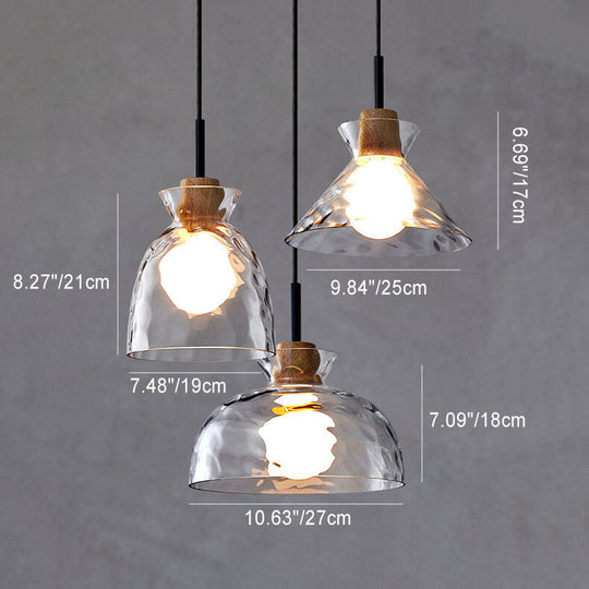 Moderne Glazen Hanglamp met Houten Accenten in Diverse Designs