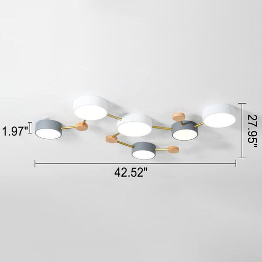 Modulaire Moderne LED Plafondlamp met Hout en Acryl in een Strak Design