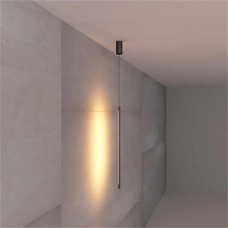 Minimalistische Zwarte Lineaire Hanglamp met Modern Metalen Design en LED Verlichting