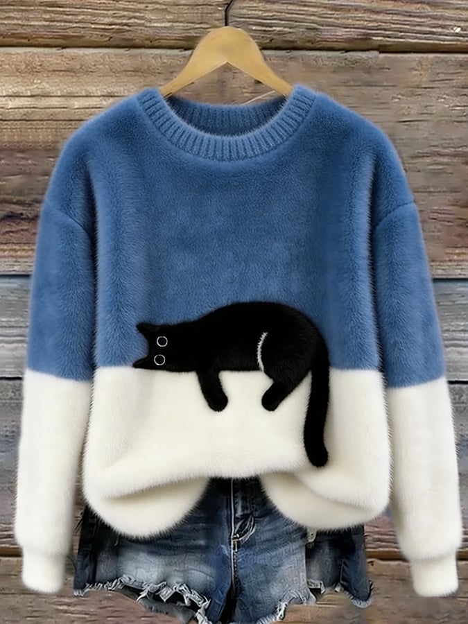 Paula™ | Zachte Oversized Trui Met Kattenprint