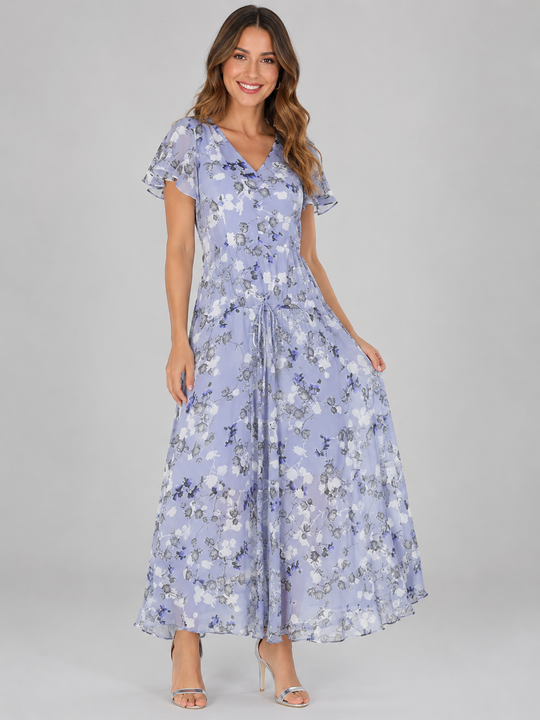 Florine™ | Buikcamouflerende Bloemen Maxi Jurk