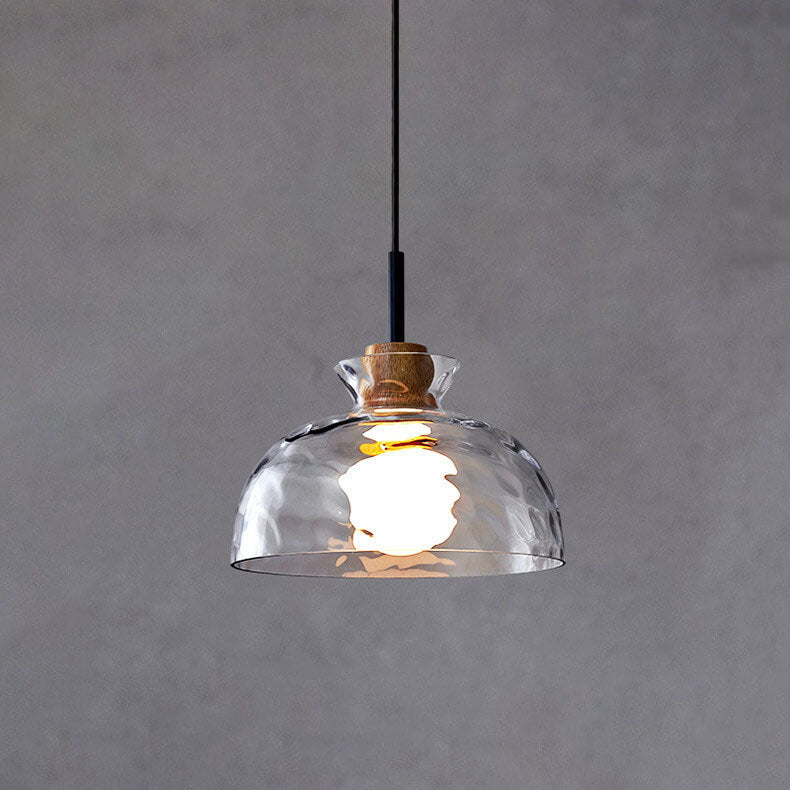 Moderne Glazen Hanglamp met Houten Accenten in Diverse Designs