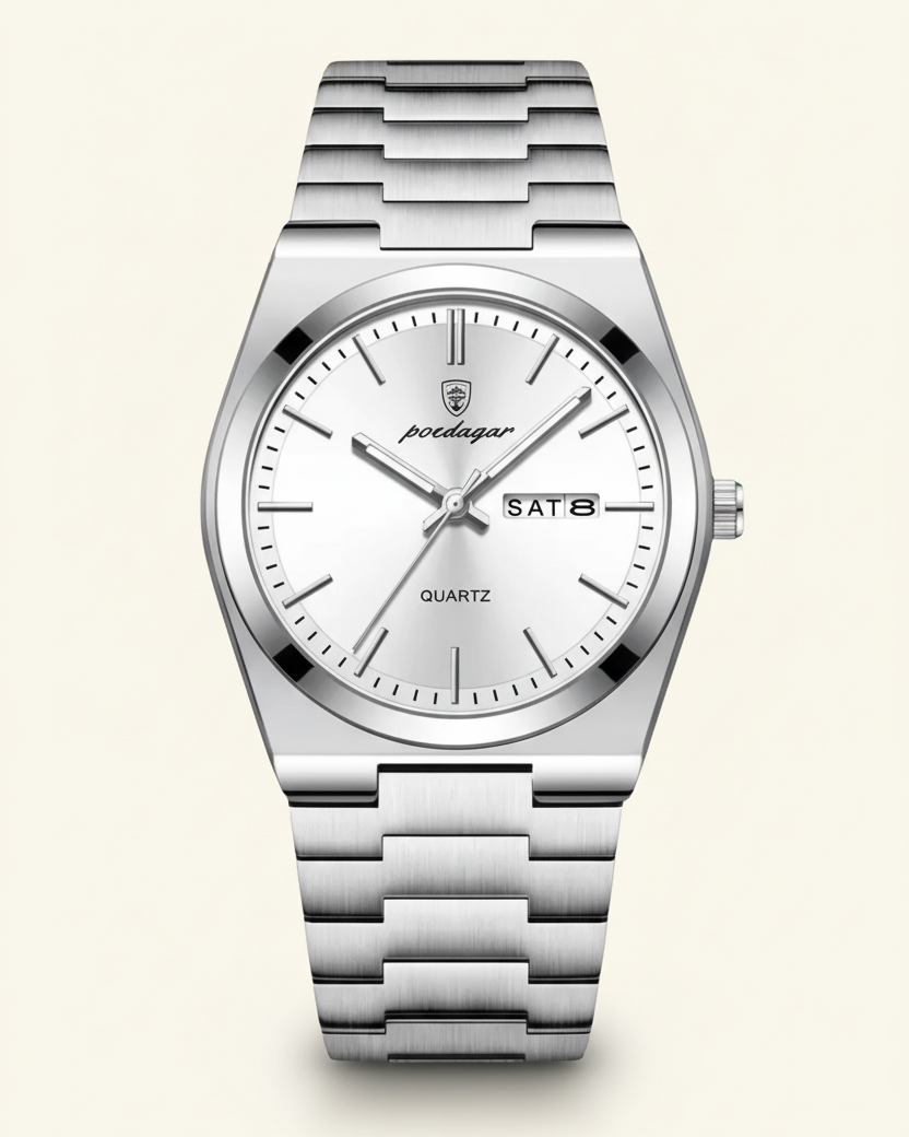 Stalen Horloge met Smaragdgroene Wijzerplaat