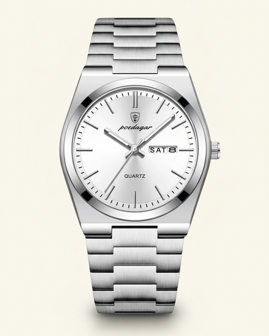 Stalen Horloge met Smaragdgroene Wijzerplaat
