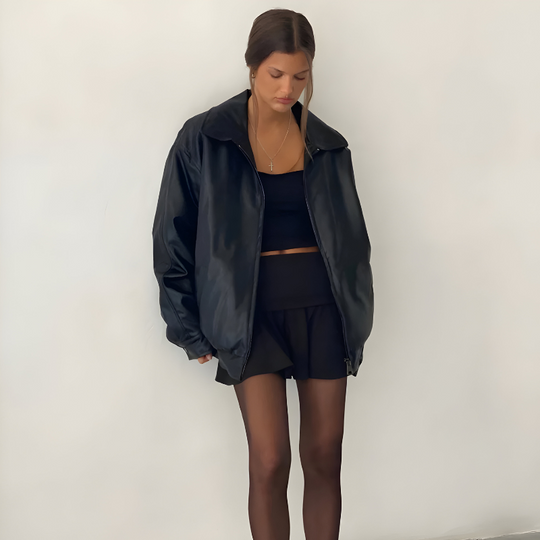 Mira™ | Stijlvolle oversized leren jas
