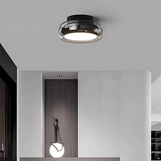 Retro LED Plafondlamp van Metaal & Glas – Compact & Sfeervol