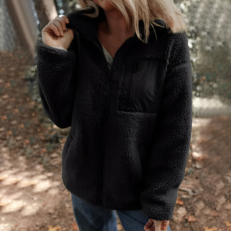 Faye™ | Warme Teddy Fleece Jas met Rits
