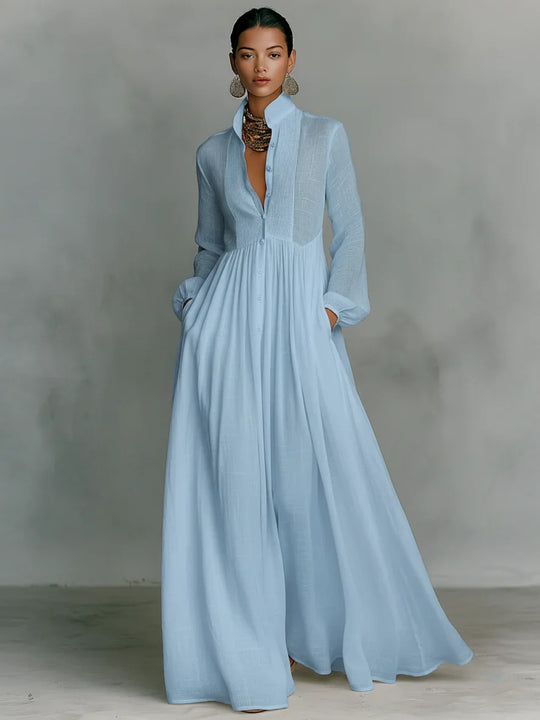 Lena™ | Stijlvolle Maxi Jurk Met Knopen