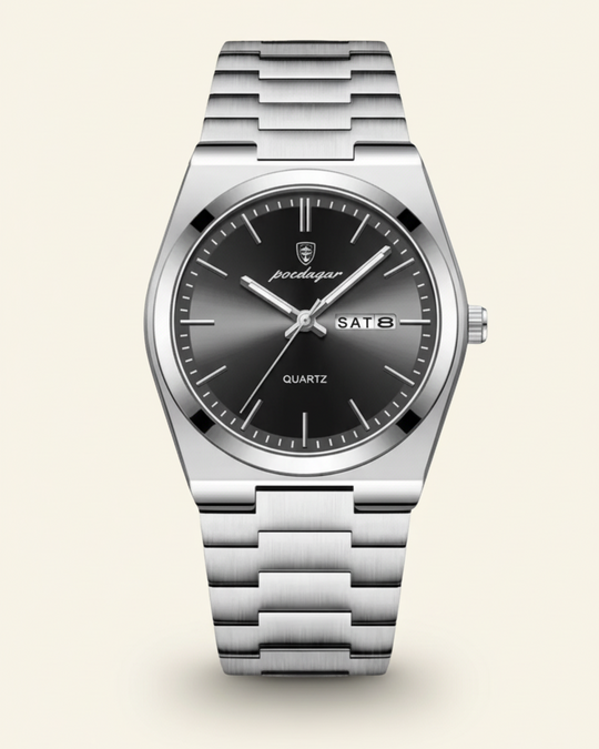 Stalen Horloge met Smaragdgroene Wijzerplaat