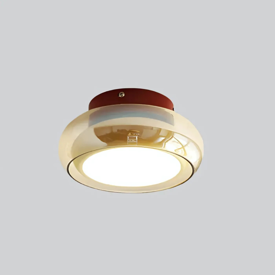 Retro LED Plafondlamp van Metaal & Glas – Compact & Sfeervol